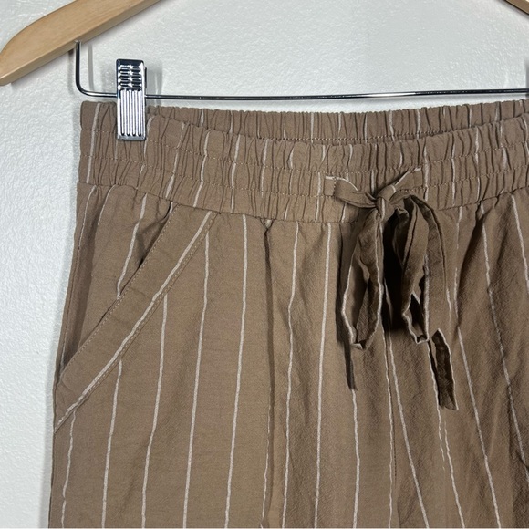 Sienna Sky Womens Tan Stripe Pull On Cotton Pants Wide Leg Size XL Coastal - Picture 4 of 9